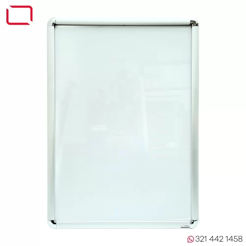 cartelera marco abatible 50x60 cm capacidad para 4 hojas carta vista lateral