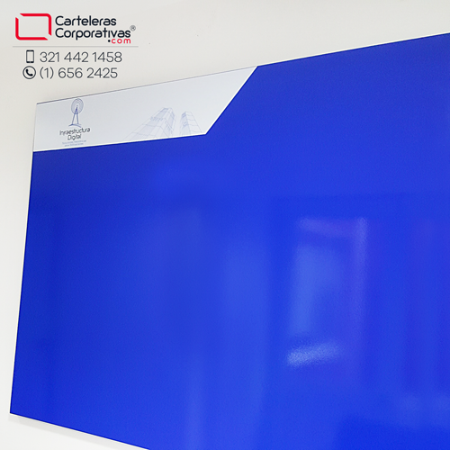 cartelera tipo retablo magnética 120x100 azul vista lateral inferior