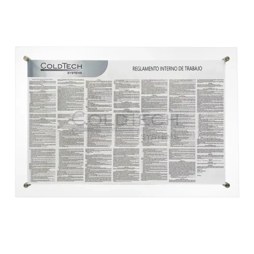 Cartelera Doble Acrílico con dilatadores. Capacidad de 7 a 27 páginas reducidas (90×60 cm) vista general frontal