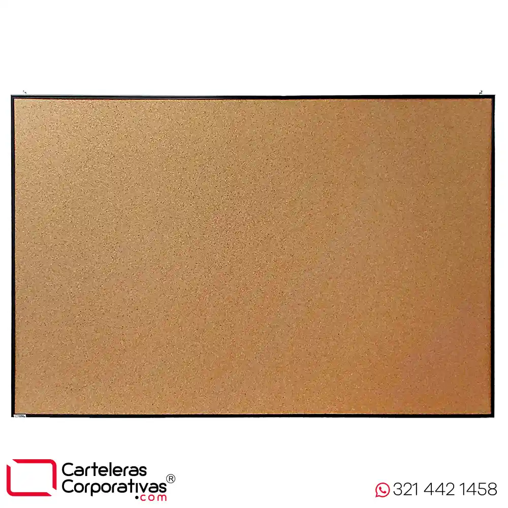 cartelera en corcho a la vista y marco en aluminio negro tamaño 120x80 cm vista frontal