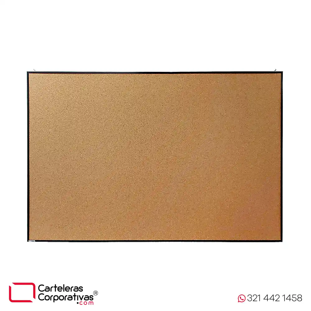 cartelera en corcho a la vista y marco en aluminio negro tamaño 80x60 cm vista frontal