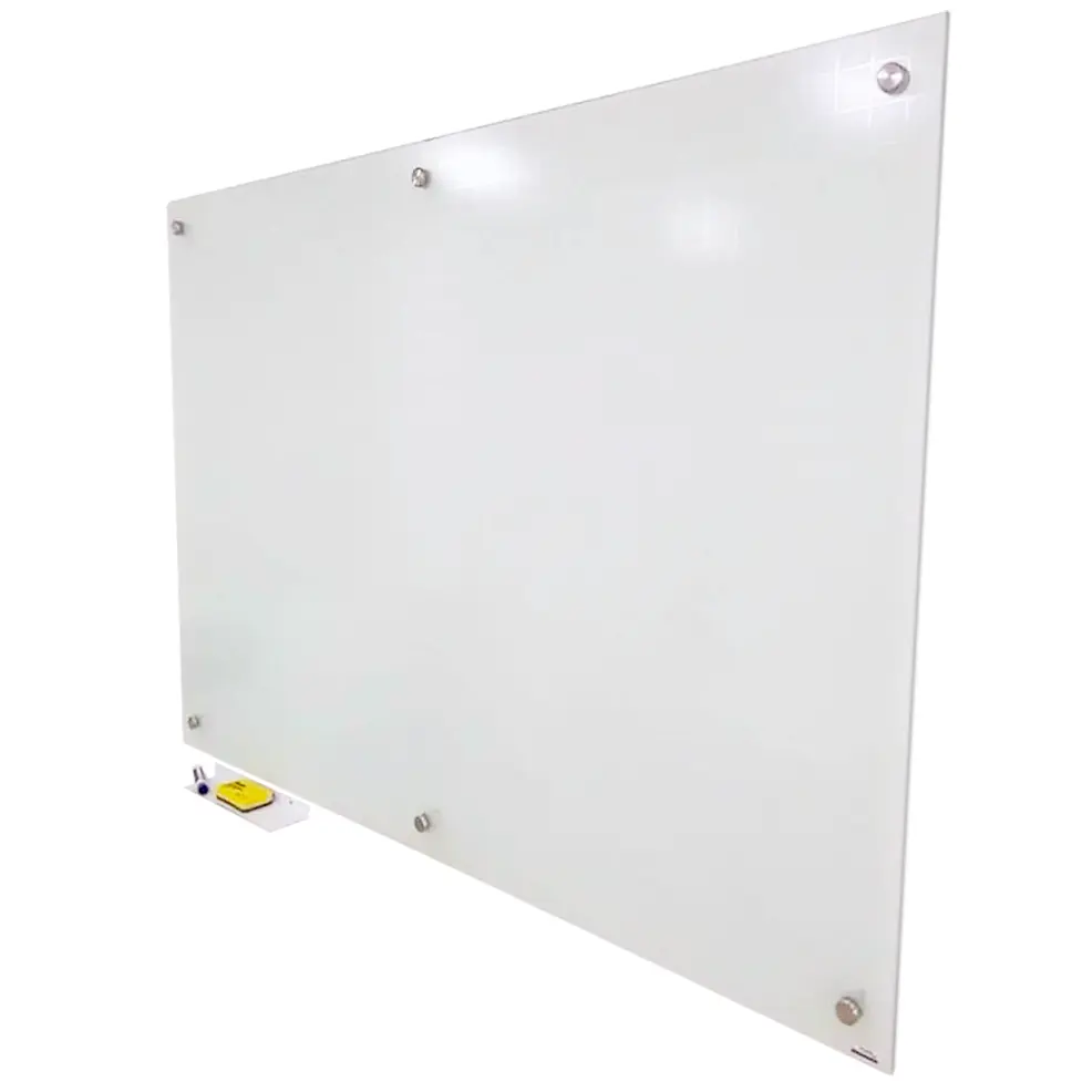 Tablero en vidrio templado antireflejo de 150×100 cm con dilatadores vista general lateral