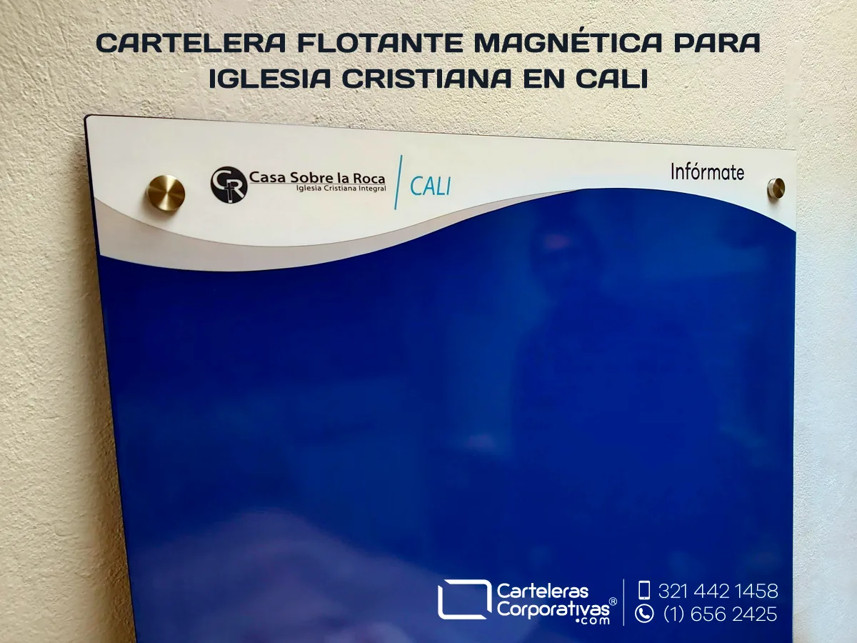 Cartelera para iglesias personalizadas con logo y dilatadores para instalar a la pared