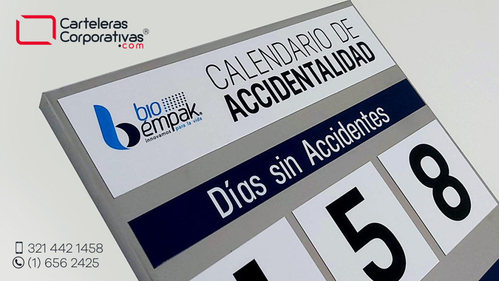 Calendario de accidentalidad magnético en acero para empresa en Tocancipá vista perspectiva esquina