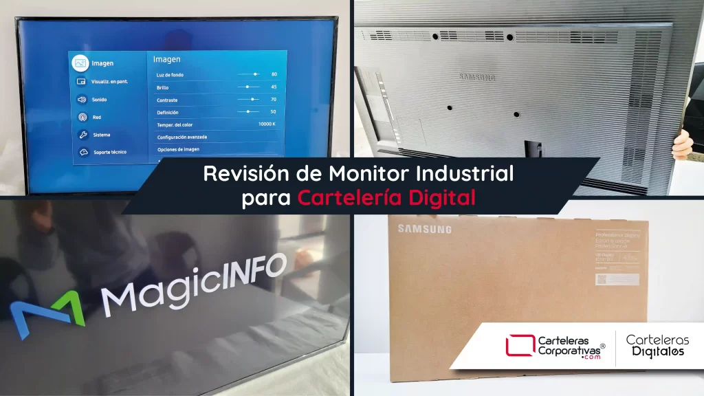 Proceso de revisión de monitores industriales para cartelería digital en colombia