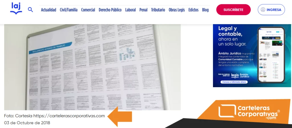 Nuestro contenido sobre reglamentos internos fue utilizado como referencia en un artículo de Ámbito Jurídico