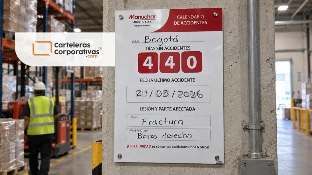 Calendarios de accidentalidad magnéticos manuchar vista general instalado en sitio